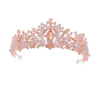 Gogogmee 1 pièce Diadème de Mariage Cristal avec Rhinestones Couronne pour Fiançailles et Mariages Diamant Rose
