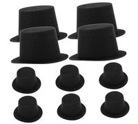 Gogogmee 10 Pièces Mini Casquette décoratif Artisanat Joyeux Poupée Neige Faire Chapeau d'ornements en Tissu Chapeau Haut de Forme en Plastique Chapeaux de Magicien en Plastique Noir