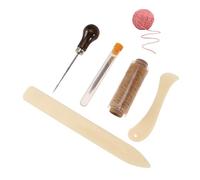 Gogogmee 10 Pièces Outils Reliure Faits Main Aiguilles à Grand Chas Fil de Lin Ciré Plioir Plastique et Poinçon Manche Kit Complet pour Carnets DIY et Travaux de Reliure