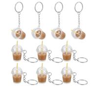 Gogogmee 10 Pièces Porte-clés Bubble Tea Kawaii Breloques Mignonnes pour à Main et à Dos Accessoires Légers et Durables pour Filles et Femmes Charms Plastique et Métal