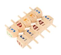 Gogogmee 10 Pièces Set de Toupies Bois Mini Dreidel pour Hanukkah Jouets Educatifs avec Poignée Ergonomique Décorations de Table Festives pour Garçon Fille Activité Ludique et Interaction