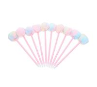 Gogogmee 10 Pièces Stylo Boule Fluffy Pompon Gel Encre Vive Ergonomique pour Filles École Bureau Cadeau