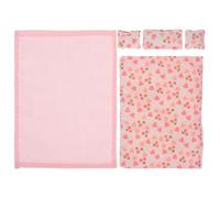 Gogogmee 12 Ensemble Rose Comprenant Drap-Housse Mini Couette et Oreillers Accessoires Décoratifs pour Chambre de Poupée Décoration de Maison Miniature