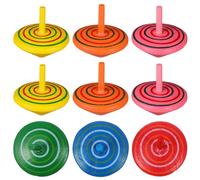 Gogogmee 12 pièces Toupie Bois Gyroscope Éducatif pour Garçon Fille Coloré et Léger de Main pour Décompression et Coordination Couleur Aléatoire Couleur Aléatoire