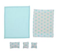 Gogogmee 12 pour Maison de Poupée Drap-Housse Bleu Couette et Housses de Coussins Miniatures Accessoires de Chambre Réalistes pour Décoration et Jeu D’Intérieur