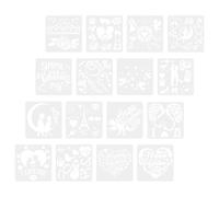 Gogogmee 16 Pochoirs de Peinture Soi-même Saint-valentin, Modèles de Dessin Creux en Plastique Écologique, Lot de 16 Pièces, Motifs Festifs pour Scrapbooking et Projets Créatifs