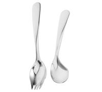 Gogogmee 1Ensemble Ustensiles Adaptatifs pour Personnes Âgées Cuillère Incurvée Acier Inoxydable et Fourchette Ergonomique Aide à Alimentation Facile pour Patients avec Mobilité