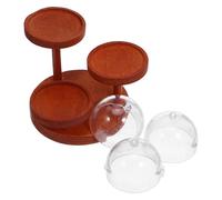 Gogogmee 2 Ensembles Miniature Cake Stand Wooden Dollhouse Serving Tray with Dome Compact Fruit Rack for Mini Kitchen Display and Tea Party Accessories