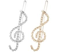 Gogogmee 2 pièces Barrettes Cheveux Petites Notes de Musique Élégantes Accessoires Coiffure Strass Scintillants pour Femmes Pinces Légères et Fixantes pour Cheveux Fins ou Épais Mariage et