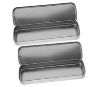 Gogogmee 2 pièces Boîte à Crayons Rectangulaire avec Fenêtre Transparente Plumier Simple Gris Argenté pour Garçons et Filles Rangement Stylo et Maquillage Scolaire