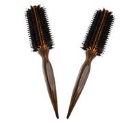 Gogogmee 2 Pièces Brosse à Cheveux Ronde Poils de Sanglier avec Manche Bois Brosse Chauffante Résistante Chaleur pour Coiffage et Brushing Compacte et Portable pour Voyage et Cheveux Courts