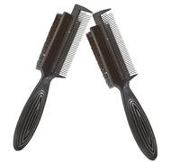 Gogogmee 2 pièces Brosse de Nettoyage Double-face pour Cheveux et Barbe Manche Ergonomique Antidérapant Brosse Dure Abs et Poils Nylon Outil Professionnel pour Salon et Barbier Lot de Noir