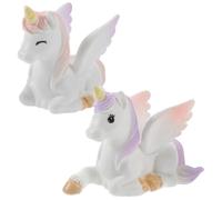 Gogogmee 2 pièces Décoration Gâteau Licorne Mini Figurines Licornes Résine Rose et Ornements pour Cupcake Petites Statues de Jardin Fantaisie pour Anniversaire