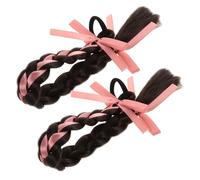 Gogogmee 2 pièces Extensions de Cheveux Tressés avec Nœud Perruque Queue de Cheval Haute pour Femmes Aspect Naturel Coiffure Élégante pour Fêtes et Cosplay
