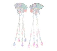 Gogogmee 2 Pièces Fan Hair Clip Japanese Style Kimono Flower Tassel Duckbill Barrette For Women And Traditional Chinese Costume Hairpin For Wedding Cosplay Festival