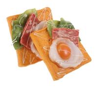 Gogogmee 2 Pièces Faux Décoratif avec Œuf Au Plat et Toast Réaliste Modèle Déjeuner Artificiel pour Vitrine Boulangerie Photographie