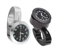 Gogogmee 2 pièces Horloge Guidon Étanche pour Motocross Montre Pratique et Lisible pour Installation Facile sur Guidon Design Élégant Noir et Argenté