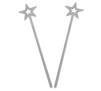 Gogogmee 2 pièces Lot de Baguettes Enchantées Étoile Argentées pour Garçon Fille Accessoires Cosplay Fée et Ange Jouets Scène pour Fête Anniversaire et Jeux Déguisement