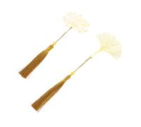 Gogogmee 2 Pièces Marque Pages Métal Délicats à Motif avec Design et Fin avec Pompons Ginkgo et Fleur Accessoires Pratiques pour Lecteurs et Étudiants