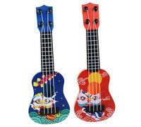 Gogogmee 2 pièces Mini Guitare Musical pour Garçon Fille Ans Ukulélé Imitation Cartoon Rouge et Bleu Instrument Éducatif Éveil Sonore et Sécurisé Lot