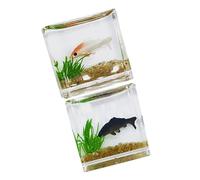 Gogogmee 2 pièces Miniature Aquarium Lifelike Koi Fish Tank Tiny Glass Model for Mini Houses and Desk Decor Miniature Fish Tank Crafts Couleur Aléatoire Couleur Aléatoire