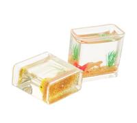 Gogogmee 2 Pièces Miniature Dollhouse Fish Tank Resin Square Goldfish Bowls for Tiny Animal Figurines Desktop Decorative Aquarium Ornaments