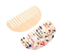 Gogogmee 2 Pièces Peigne à Dents Larges Acétate Peigne Démêlant Antistatique Design Ergonomique Portable Adapté Cheveux Bouclés Accessoire Coiffure Élégant