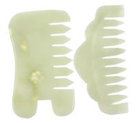 Gogogmee 2 pièces Peigne de Jade Naturel pour Massage Du Chevelu et Visage Gua Sha Multifonction Dents Larges Anti-nœuds Léger et Portable pour Soins Du Cou Dos Mains et Peau