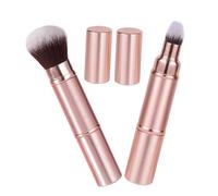 Gogogmee 2 pièces Pinceau Maquillage Rétractable Double Embout avec Couvercle Brosse Multifonction pour Fond de Teint et Blush Protection Hygiénique Portable pour Voyage et Retouches