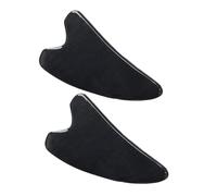 Gogogmee 2 pièces Plaques de Gua Sha Corne de Buffle Noire Outil de Massage Visage Professionnel pour Grattage et Amélioration Circulation