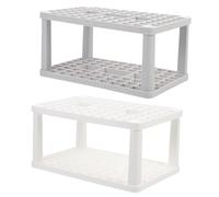 Gogogmee 2 pièces Porte-pinceaux Carré pour Maquillage et Papeterie Organiseur Multifonctionnel pour Pinceaux Stylos Marqueurs Lot de Blanc Gris