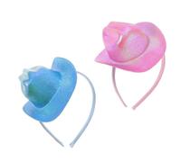 Gogogmee 2 Pièces Serre-tête Mini Chapeau Forme Irisé Accessoire Coiffure pour Filles Léger et Confortable Fête Costumée Mariage Carnaval et Anniversaire Rose et Bleu