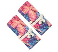 Gogogmee 2 Pièces Trousse Toile Emplacements Motif Érable Organiseur de Pinceaux et Crayons de Dessin Pochette Roulante Portable pour Artistes et Amateurs de Croquis Lot