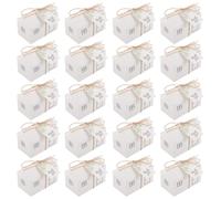 Gogogmee 20ensembles Boîtes à Dragées Mariage avec Étiquettes Merci et Corde Petites Boîtes Cadeaux pour Friandises Fête Emballage Créatif Style Maison DIY Blanc pour Cadeaux Invités