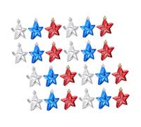 Gogogmee 24 Décorations Étoiles Américaines 7 CM en Plastique Brillant Rouge Argenté et Bleu à Suspendre Murale 5 Branches Lot de 24 Pièces pour Sapin de Noël Fête Nationale et