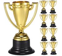 Gogogmee 24 Pièces Lot de Mini Trophées Plastique Doré avec Base Noire Récompenses pour Garçon Fille pour Fêtes Concours Scolaires et Jeux Classe