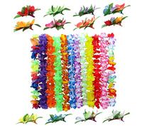 Gogogmee 24 pièces Set Floral Hawaïen Décoration Barrette et Collier de Fleurs Tropicales pour Fête Plage Luau Leis et Pinces Cheveux Mixées