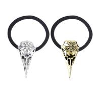 Gogogmee 2pièces Accessoires Cheveux Élastiques Vintage Viking Crâne et Corbeau Attaches Résistantes pour Queue de Cheval Cadeau Pratique pour Femmes et Adolescentes Style Créatif Argenté