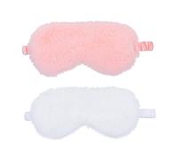 Gogogmee 2pièces Masque De Sommeil Peluche Masques De Voyage Occlusifs Pour Yeux Couverture Douce Satin Blanche Pour Sommeil Réparateur Maison Ou Déplacement