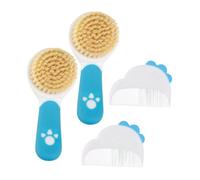 Gogogmee 2Set Set de Brosses Garçon Fille Pour Chevelu Sensible Peigne et Brosse Naturelle Nés Soin Quotidien et Nettoyage Croute de Lait Kit Coiffure Infantile Bleu