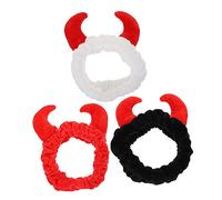 Gogogmee 3 pièces Bandeau Cheveux Femme Corne de Diable Pelucheux Bandeaux Cosmétiques Doux pour Spa et Lavage Du Visage Accessoires Pratiques pour Maquillage et Soins Peau