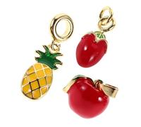 Gogogmee 3 pièces Breloques Fruits Alliage Rouge Pomme Ananas Noisette Pendentifs pour Bijoux DIY Bracelets Colliers Boucles Oreilles Accessoires