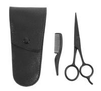 Gogogmee 3 pièces Ciseaux Moustache et Sourcils Acier Inoxydable avec Peigne et Étui Cuir PU Coupe Précise pour Barbe et Poils Nez Outil de Soin Portable pour Barbiers et Usage Domestique