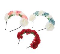 Gogogmee 3 Pièces Couronne de Fleurs Mexicaine Bandeau Floral Léger et Confortable Accessoire Coiffure Mariage pour Demoiselles Honneur et Fêtes