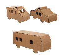 Gogogmee 3 Pièces Kit de Construction Carton Véhicules pour Garçon Fille Modèles à Assembler DIY Voitures Papier Non Peintes pour Activités Créatives et Fêtes