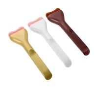 Gogogmee 3 Pièces Lot de 3 Pinceaux à Fond de Teint Ultra-fins, Biseautés et Plats, Poils Doux en Nylon, Couleurs Café Beige Doré, Applicateurs Polyvalents pour Maquillage Liquide,