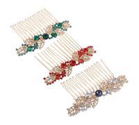 Gogogmee 3 Pièces Peignes Métalliques Fleuris Strass pour Mariage Accessoires Décoratifs de Coiffure Latérale Alliage Peignes Élégants pour Mariée et Demoiselles Honneur