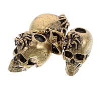 Gogogmee 3 Pièces Perles Tête de Mort Rétro Laiton Breloques Araignée Vintage à Grand Trou Accessoires DIY pour Bijoux et Ornements Festifs Halloween