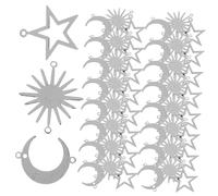 Gogogmee 30 pièces DIY Geometric Hollow Moon Star Sun Pendants Charms For Jewelry Making Alloy Non-fading Craft Accessories For Necklaces Bracelets