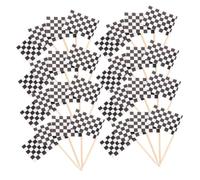 Gogogmee 360 pièces Lot de Drapeaux Cure-dents Course à Carreaux Noir et Blanc Mini Pics Décoratifs pour Gâteaux Cupcakes et Buffet Accessoires de Fête Thème Sportive
